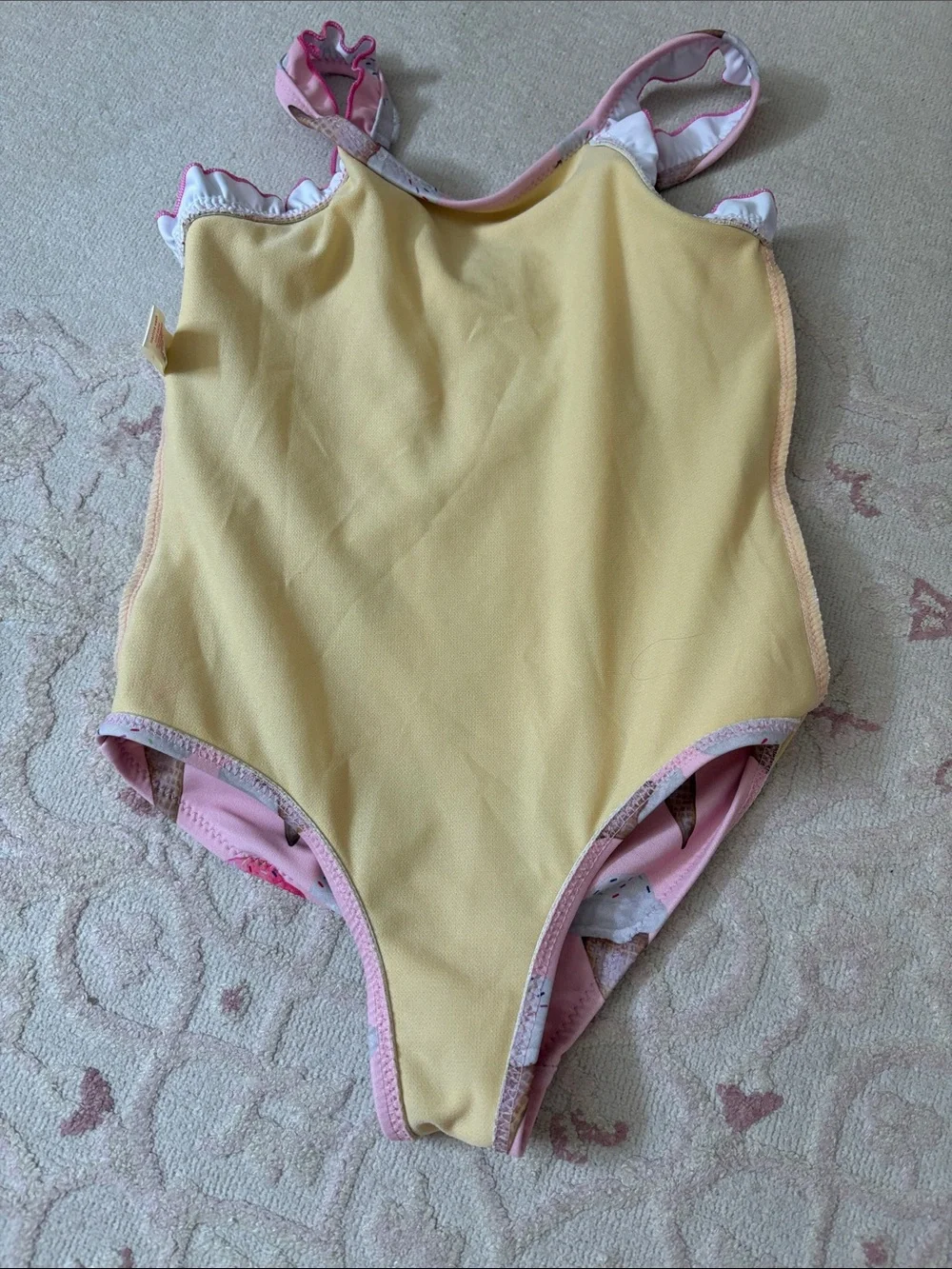 Pink Chicken Girls' Pink Ice Cream Cone One-Piece Swimsuit